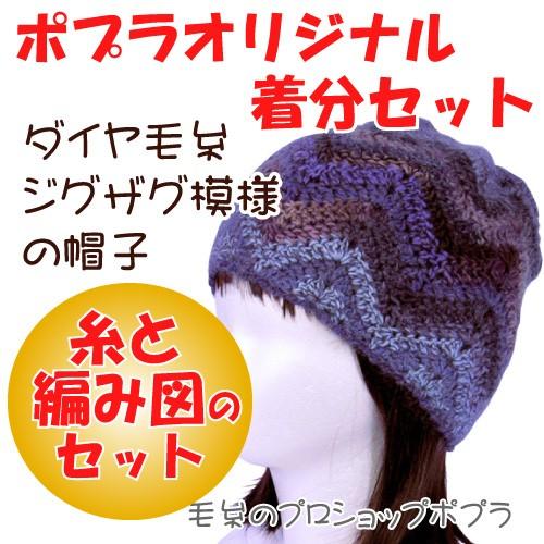 着分パック ジグザグ模様の帽子 編み図付 : 毛糸のプロショップポプラ
