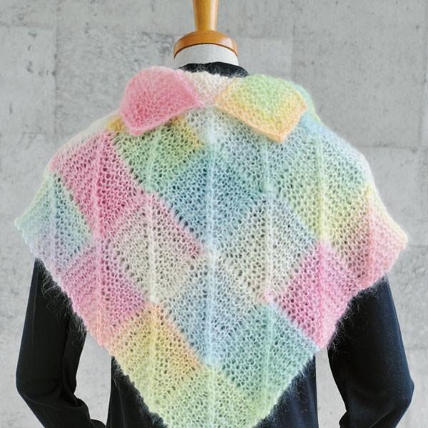 着分パック ドミノ編み三角ショール 編み図付 : 毛糸のプロショップ