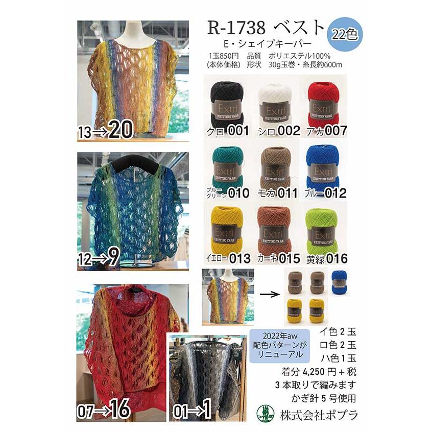 編み物 キット エクトリー毛糸 IR1738 R-1738 糸セット 1ケ 春夏