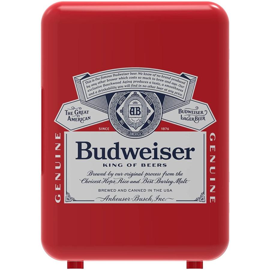 CURTIS Budweiser MIS135BUD, Mini Portable Compact Personal Fridge Cools \u0026 Heats, 4 Liter Capacity Chills Six 12 oz Cans, 100% Freon-Free \u0026 Eの画像
