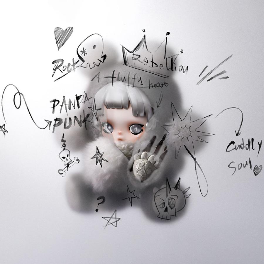 POP MART（ポップマート） θ SKULLPANDA Punk Panda ぬいぐるみ スカル