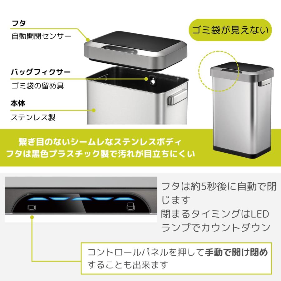 価額全部ショップの中に イーケーオー(EKO) EKO ゴミ箱 自動開閉 ホライゾンセンサービン ホワイト 45L ふた付き インナーボックス無し EK9262P-