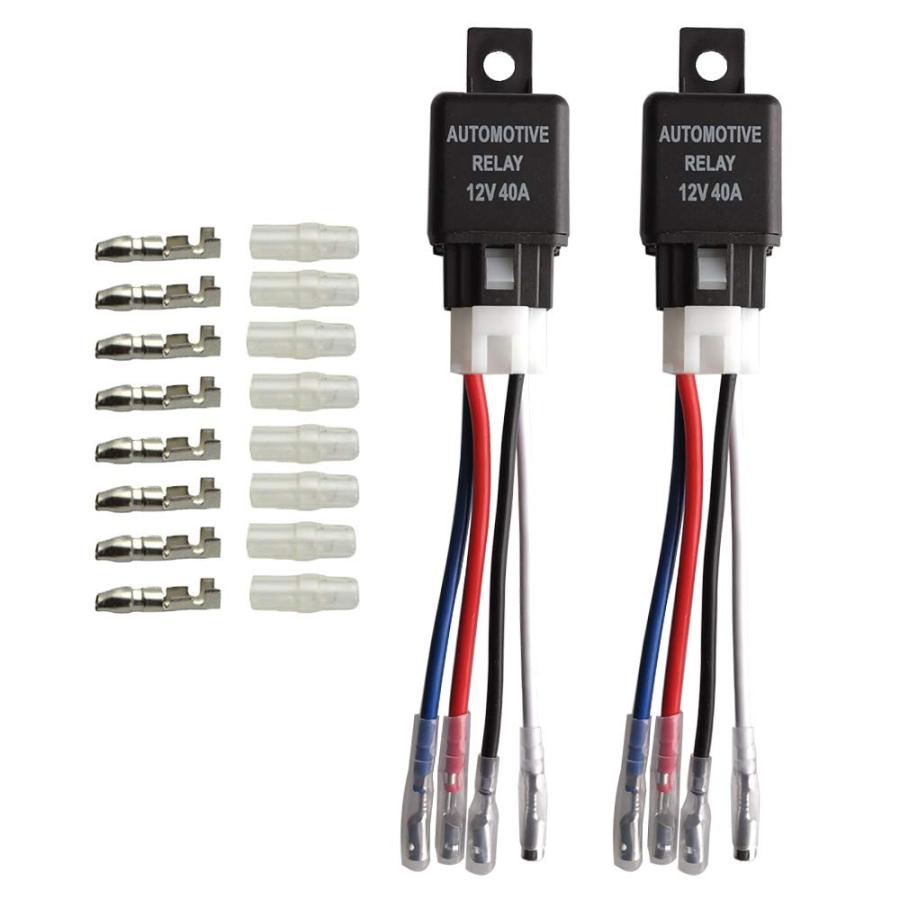 Kiligen 2個 車モーター用 12V 40A 4-極リレー ヒューズ On/Off SPST 