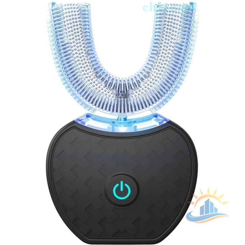 音波振動歯 ブラシ IPX7防水 ワイヤレス充電 360°U型ゾンチーブラック