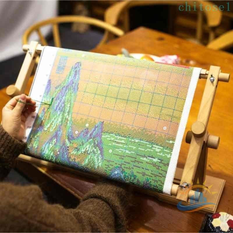 刺繍スタンド 卓上 木製 刺繍台 大型 四角 刺しゅう枠 刺繍ホルダー