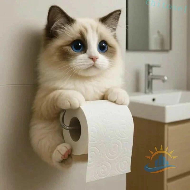 猫のトイレットペーパーホルダー ねこ ネコ トイレットペーパー