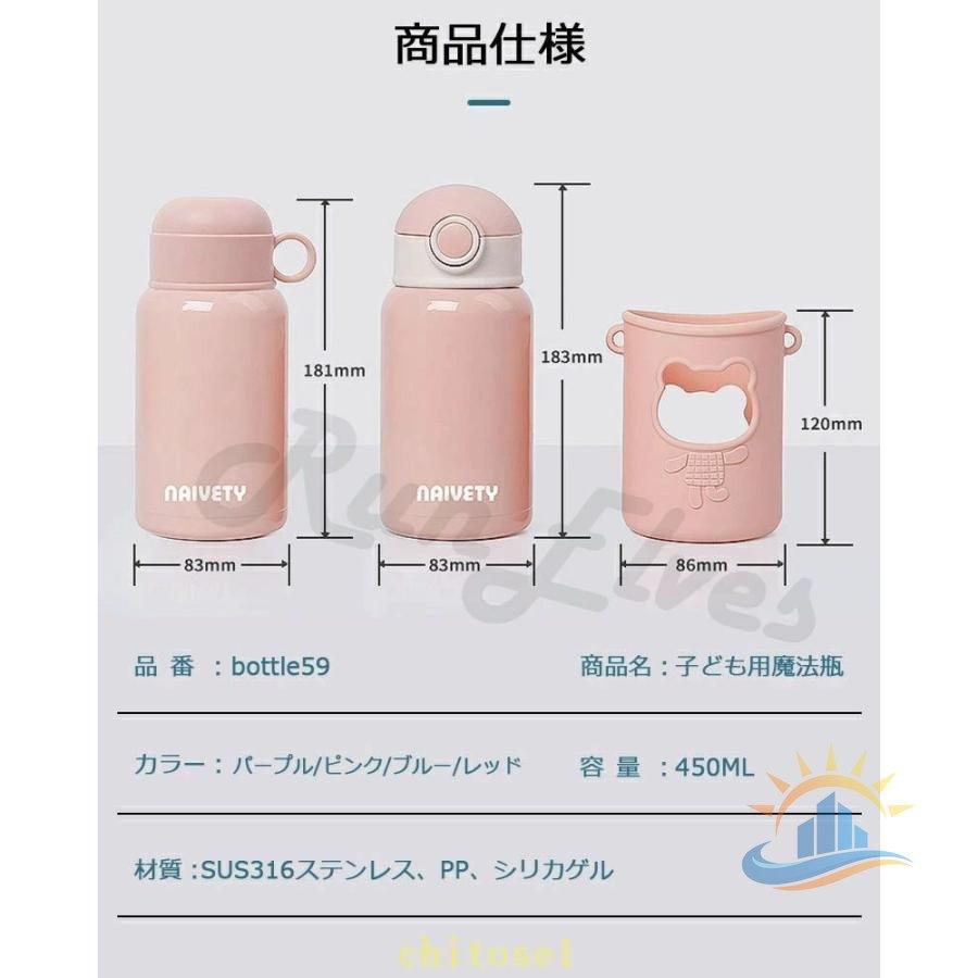 ボトル キッズ 女の子 男の子 遠足 軽量 450ml 水筒 ストロー