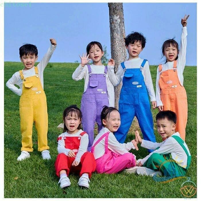 パンツ キッズ ダンス衣装 サロペット ブルー オレンジ イエロー