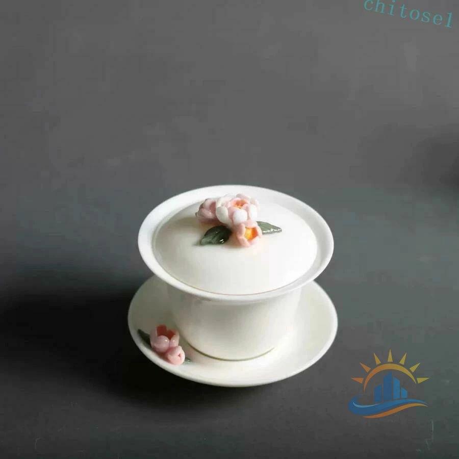 新商品 完売必至 中国伝統蓋碗 陶器 かわいい花柄 女性大人気 烏龍茶