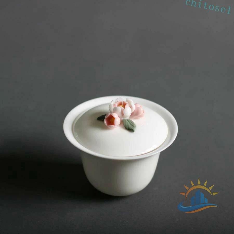新商品 完売必至 中国伝統蓋碗 陶器 かわいい花柄 女性大人気 烏龍茶