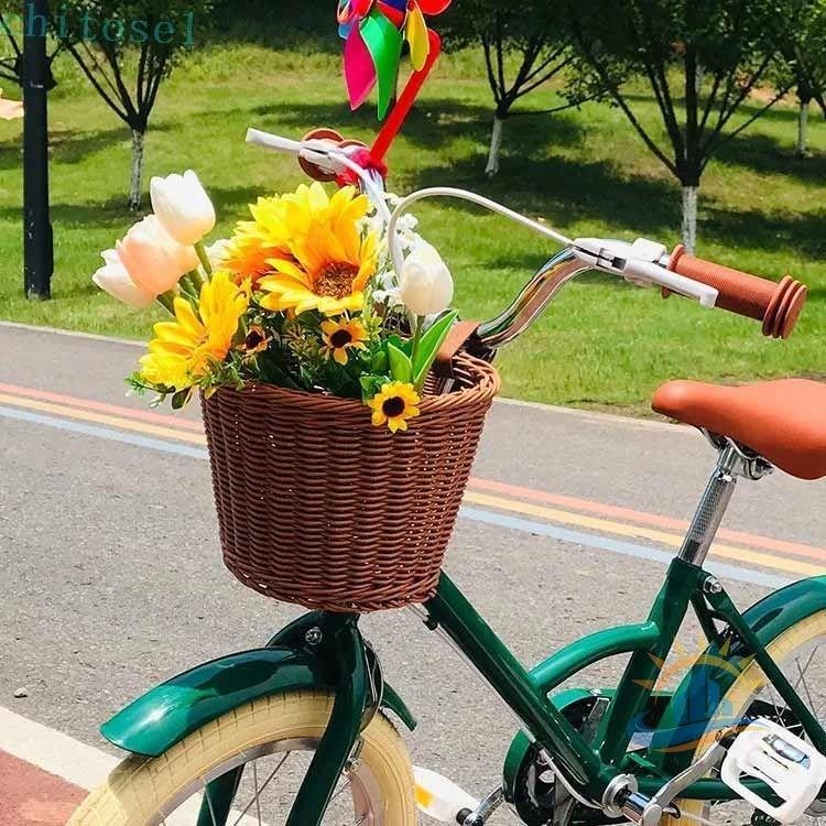 自転車 前かご ナチュラル キックスクーター 編み上げ 子供用 前掛け