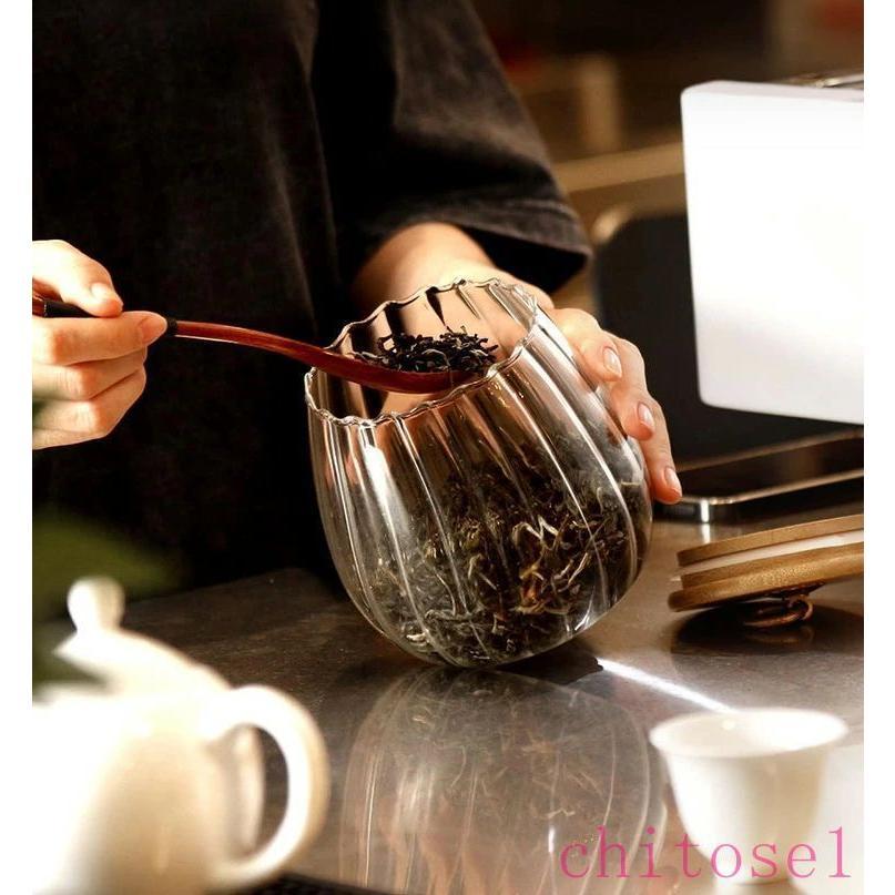 コーヒー キャニスター 缶 紅茶 ガラス瓶 竹蓋付き 気密 収納容器 保存