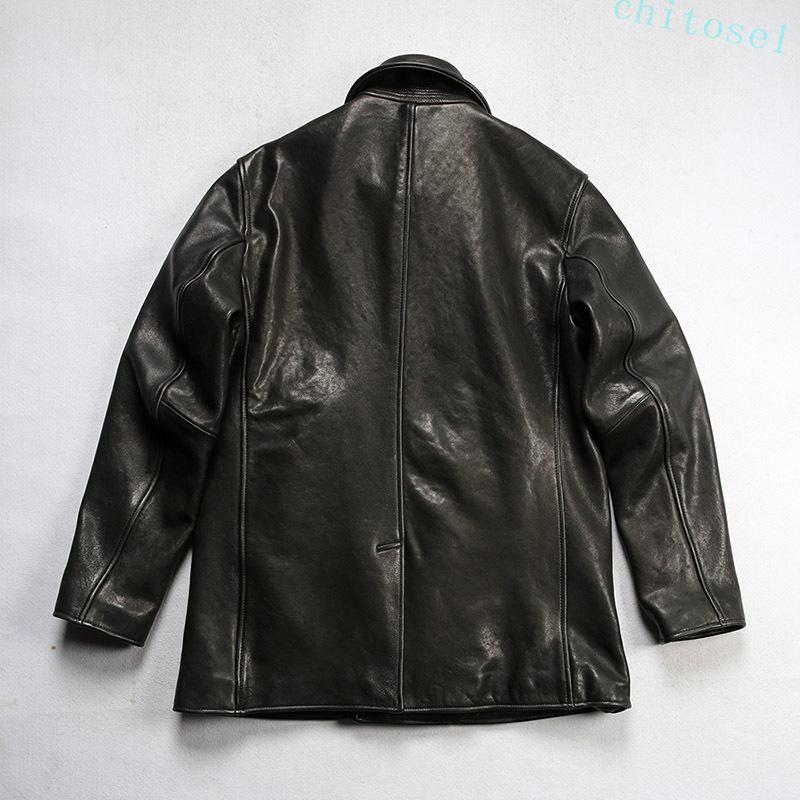 本革ジャケット メンズ 本革 羊革ジャケット ライダースジャケット 復古ゾンチーヴィンテージ 翻? 牛角ボタン 重洗処理全植物鞣しシープスキン 着回しの画像