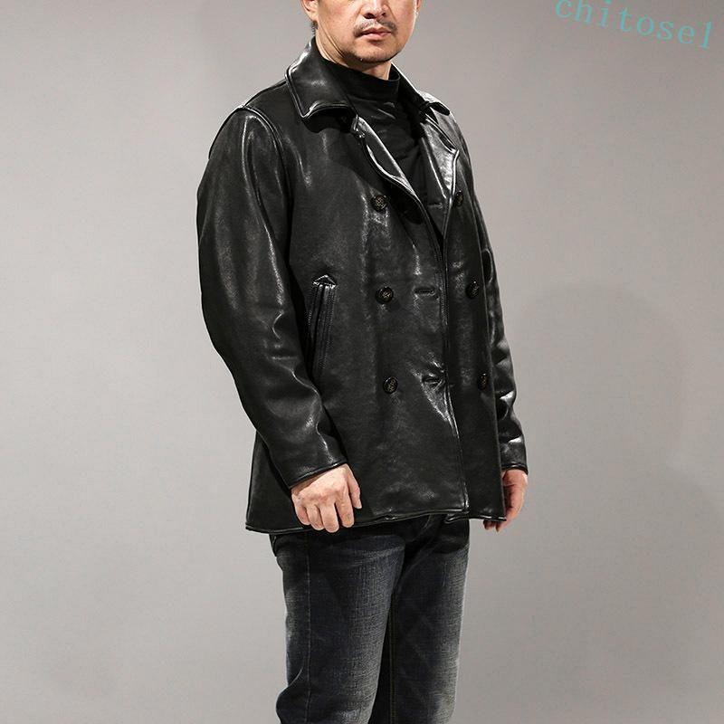 本革ジャケット メンズ 本革 羊革ジャケット ライダースジャケット 復古ゾンチーヴィンテージ 翻? 牛角ボタン 重洗処理全植物鞣しシープスキン 着回しの画像