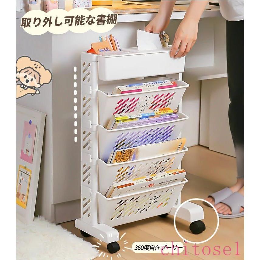 本棚 大容量 書類棚 サイドワゴン デスクサイド 収納棚 ブックスタンド