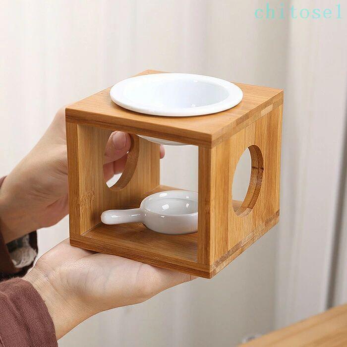 茶香炉 アロマポット アロマ炉 竹製 陶器 セラミック キャンドル