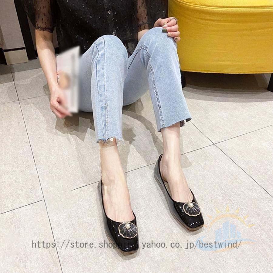 美脚 パンプス レディース 26CM フラットシューズ エナメル