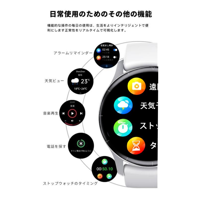 スマートウォッチ 日本製センサー 通話機能 血圧 心拍数 血中酸素 睡眠