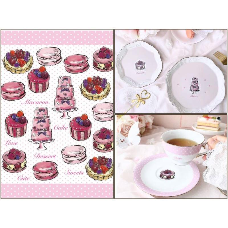 ポーセラーツ 転写紙 【白磁用】デザート転写紙 マカロン ケーキ