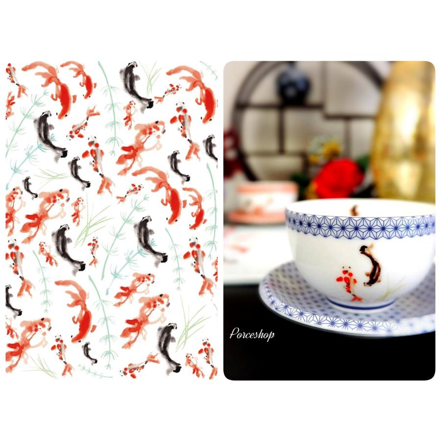 ポーセラーツ 転写紙 【白磁用】金魚転写紙 ポーセリンアート 和柄 和