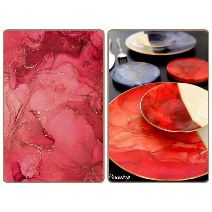 白磁用】アルコールインクアート風転写紙 レッド ポーセラーツ 転写紙