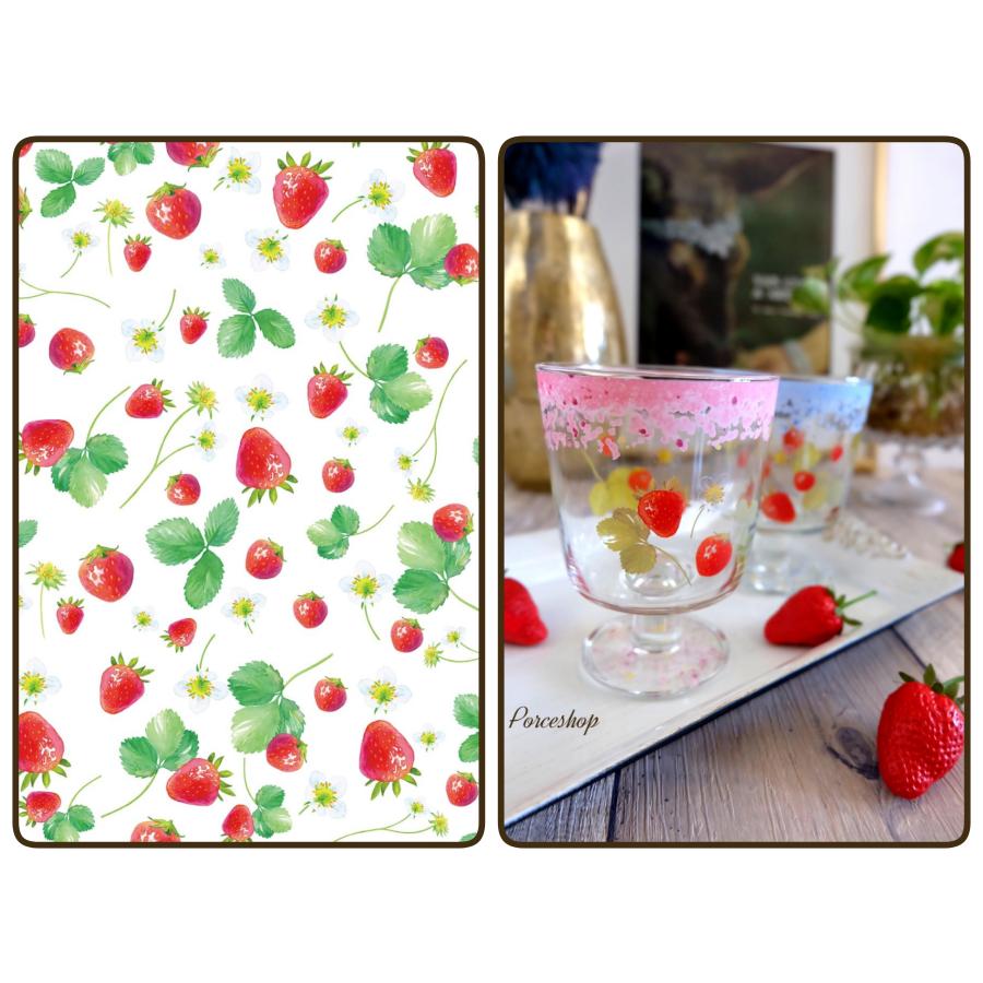 ガラス用】いちご転写紙 イチゴ 苺 ストロベリー ポーセラーツ 転写紙
