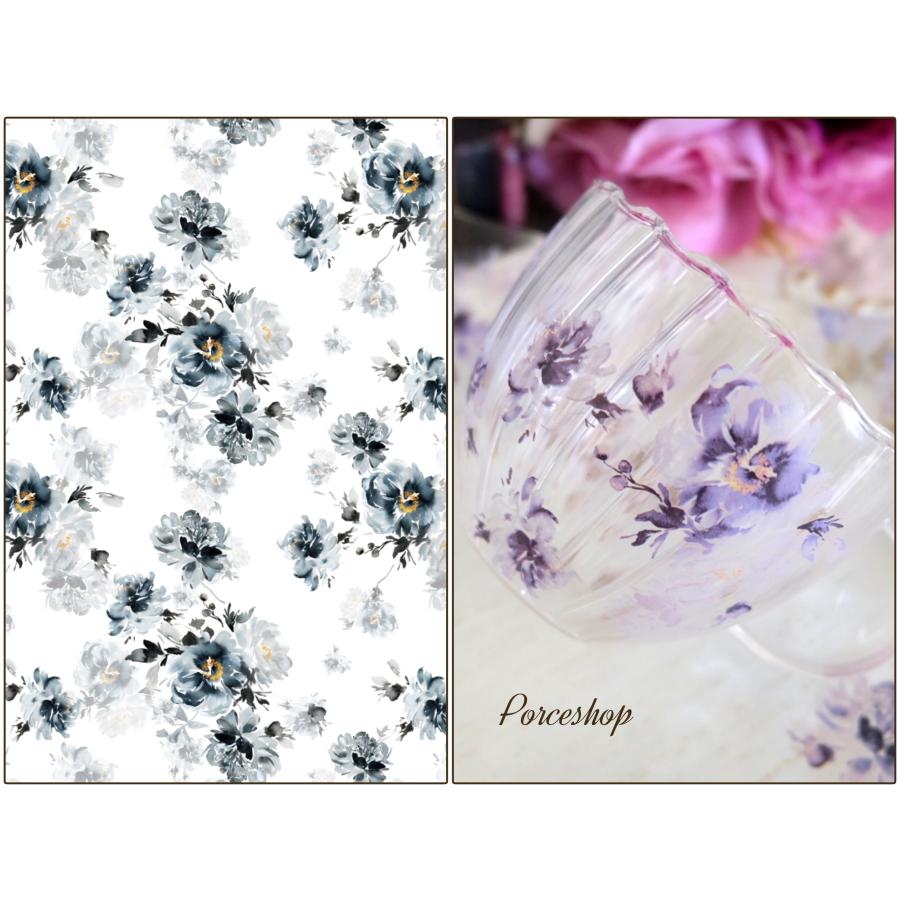 ガラス用】シャビーブルーフラワー転写紙 ポーセラーツ 転写紙