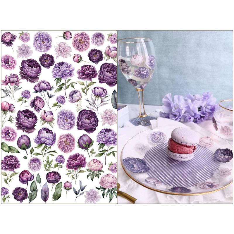 ポーセラーツ 転写紙 【ガラス用】パープルピオニー転写紙 芍薬