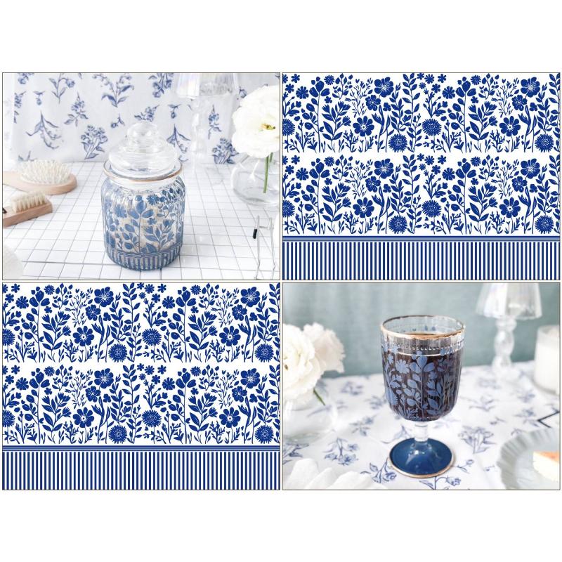 ポーセラーツ 転写紙 【ガラス用】ブルーボタニカル転写紙 A4サイズ