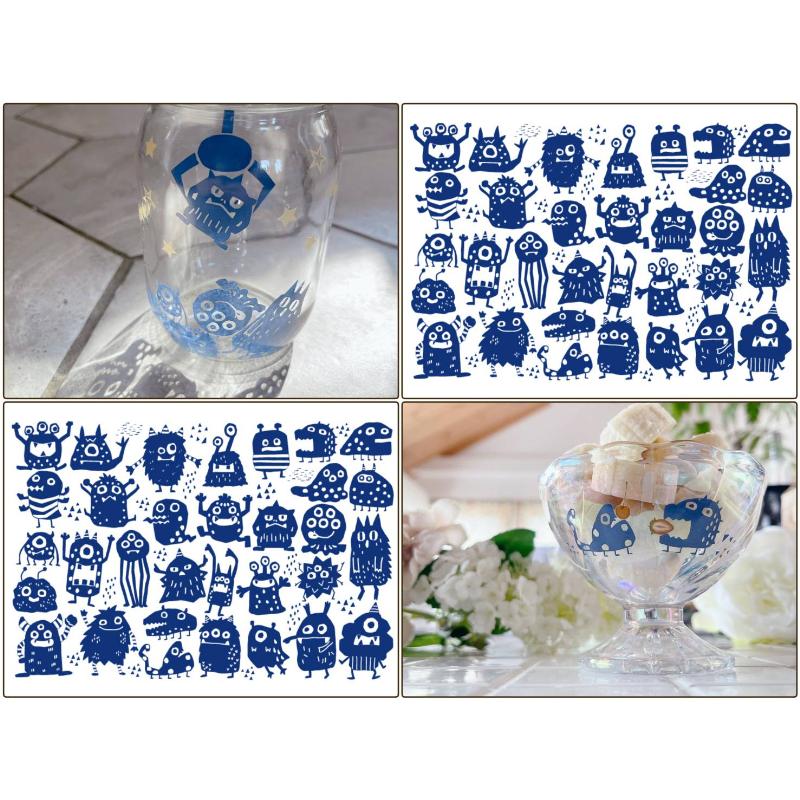 ポーセラーツ 転写紙 【ガラス用】おちゃめモンスター転写紙