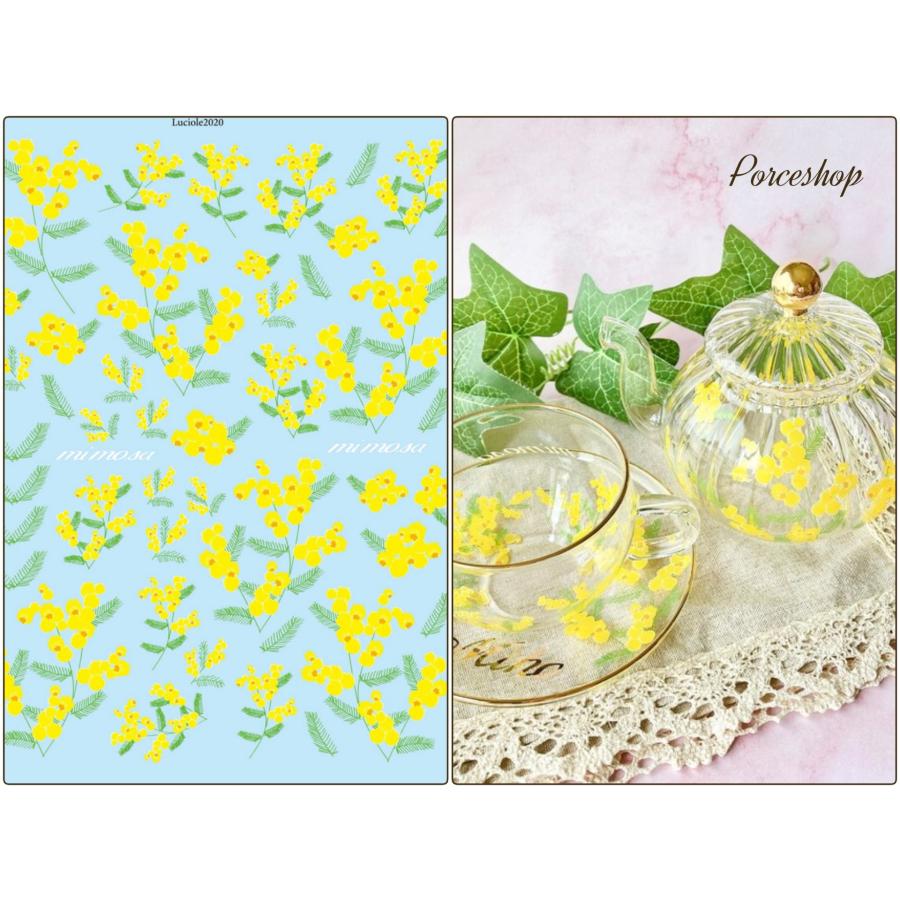ガラス用 】yellow flower-mimosa- 転写紙 イエローフラワー ガラス用 】yellow flower-mimosa- 転写紙 イエローフラワー