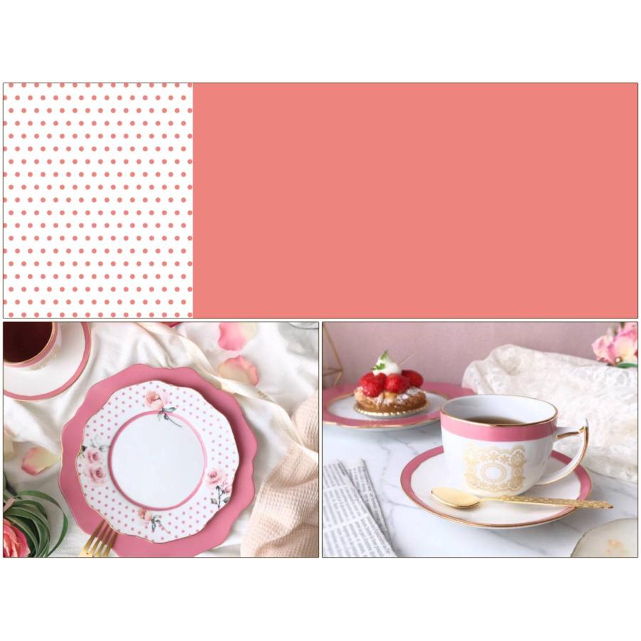 白磁用】フレンチ ピンク オレンジ転写紙 ドット×単色 A3 ポーセラーツ