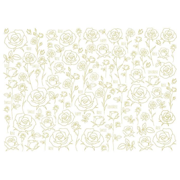 白磁用】LOVE ROSE ゴールド 韓国風イラスト 花 フラワー ポーセラーツ