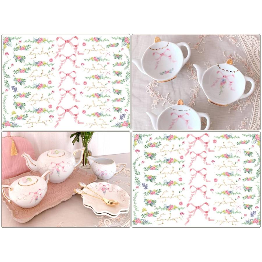 白磁用】ドルチェリボン転写紙 〜ローズピンク〜 ポーセラーツ 転写紙