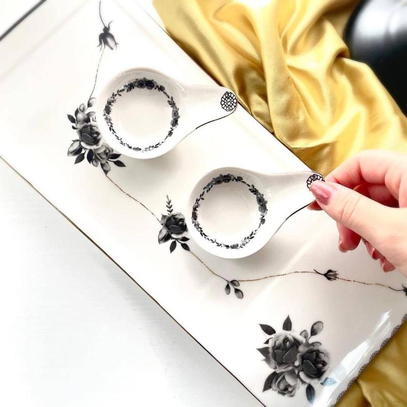 ポーセラーツ 転写紙【白磁用】Noble Monochrome Rose ノーブル