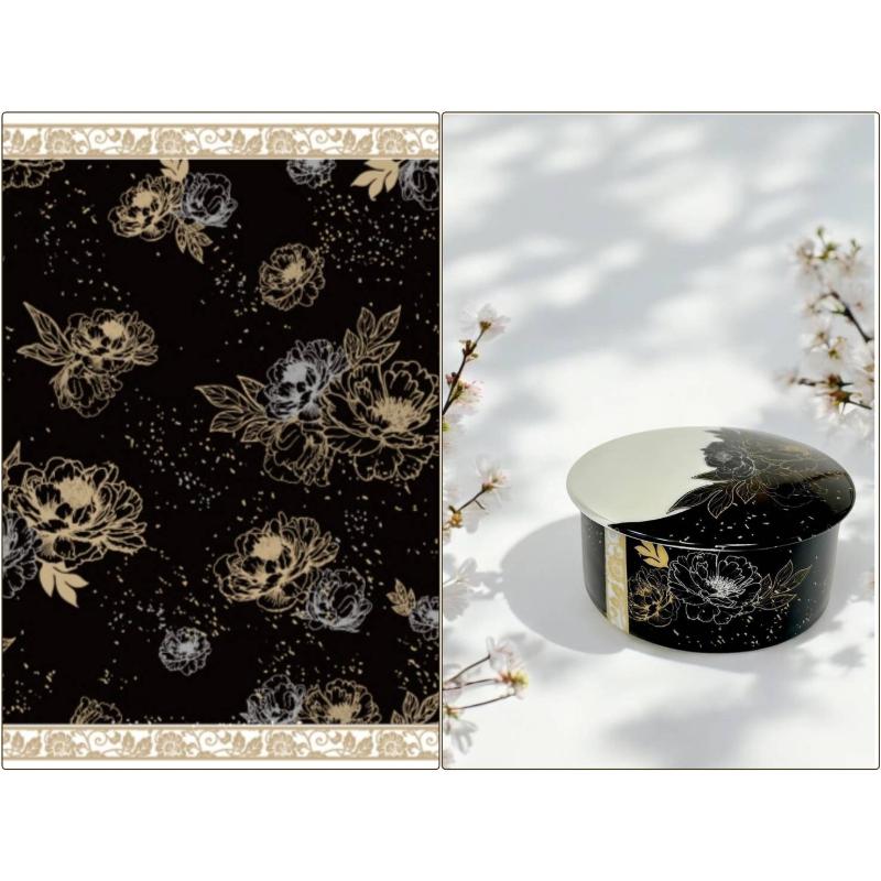 ポーセラーツ 転写紙 【白磁用】芍薬の宵・漆黒 転写紙 （ポーセラーツ