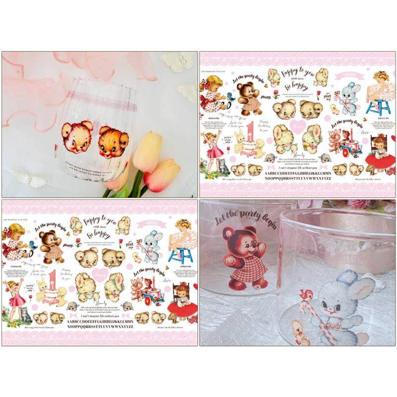 ポーセラーツ 転写紙 【ガラス用】 girls and animals 〜picnic