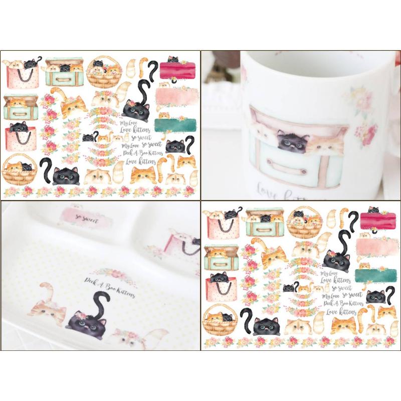 ポーセラーツ 転写紙 【白磁用】Kittens〜こねこちゃん転写紙