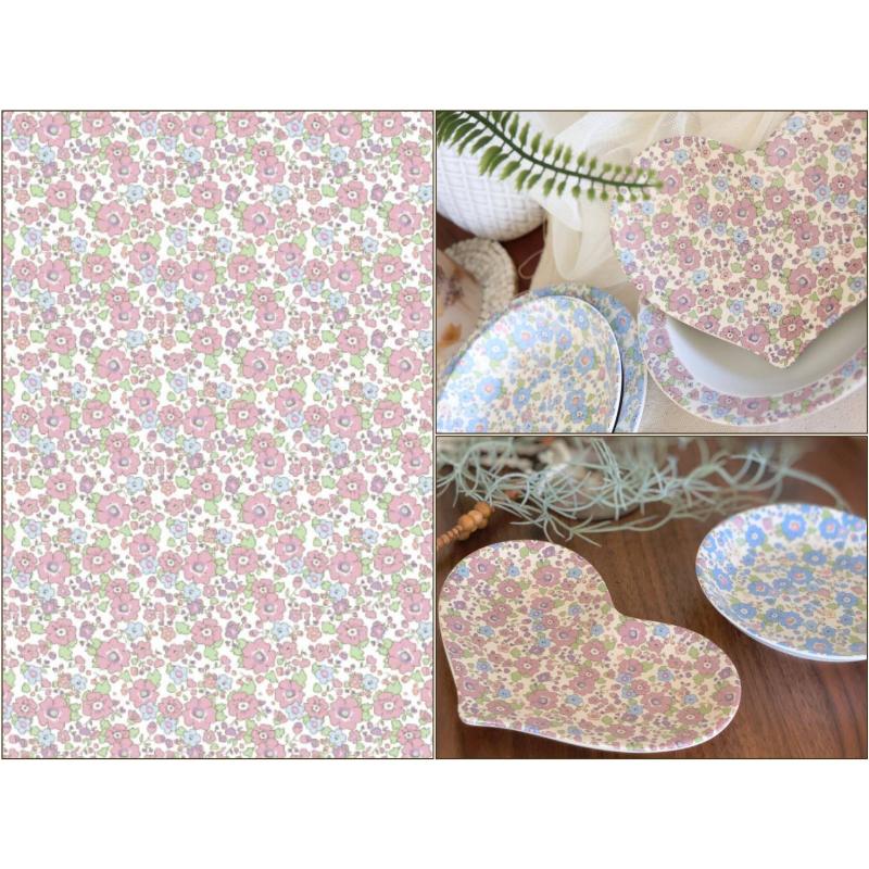 期間限定！ポーセラーツ転写紙　未使用50枚 ポーセラーツ 転写紙 【白磁用】Floral Pattern Pink Purple