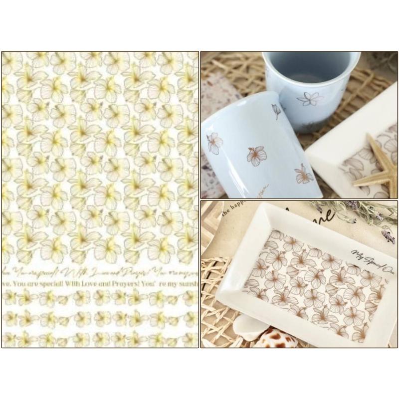 ポーセラーツ 転写紙 【白磁用】Hibiscus Gold ハイビスカス キラキラ