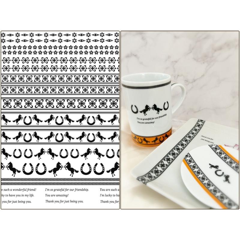 ポーセラーツ 転写紙 【白磁用】デコレーション転写紙 馬 装飾