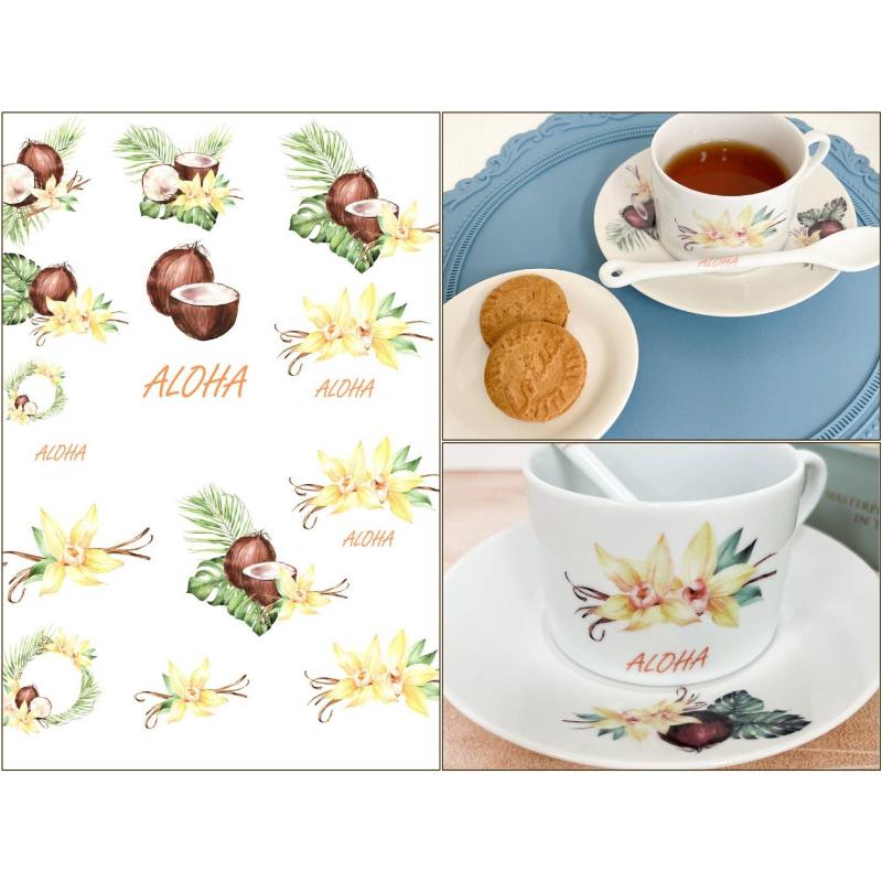 ポーセラーツ 転写紙 【白磁用】ハワイアンココナッツ転写紙