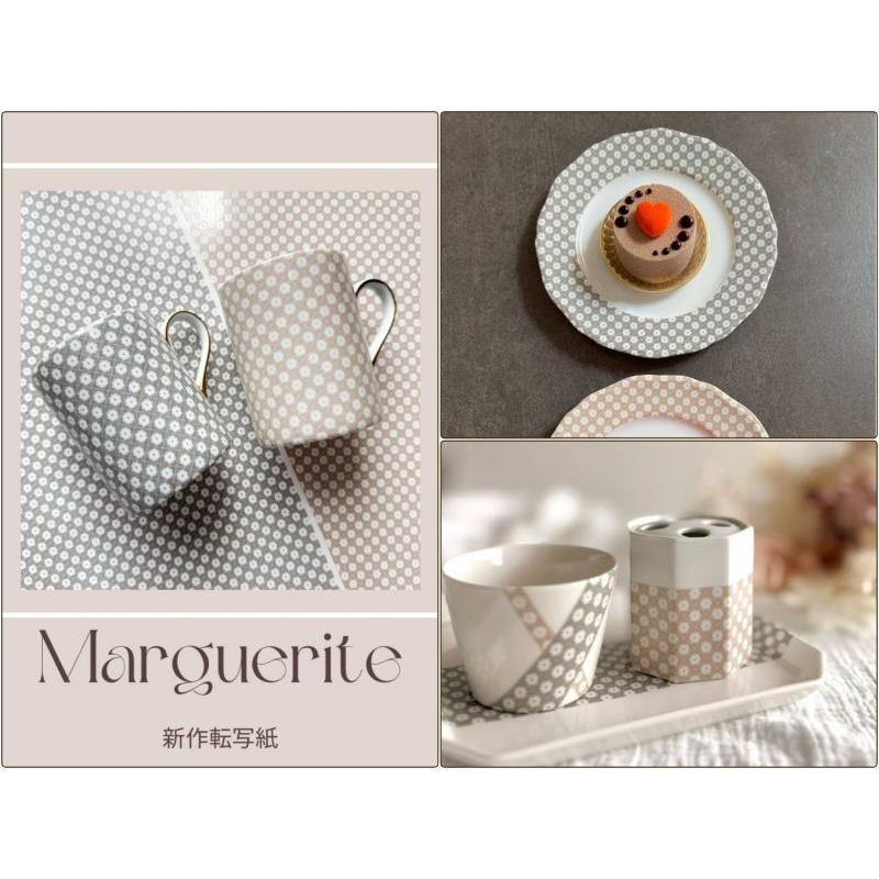 ポーセラーツ 転写紙 【白磁用】Marguerite マルグリット転写紙 グレー