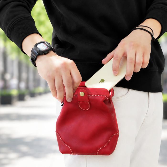 PORCO ROSSO（ポルコロッソ） ベルトポーチ がま口 革 本革 メンズ