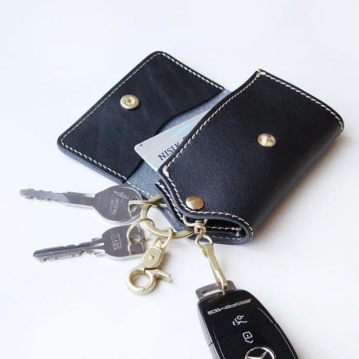 キーケース メンズ レディース スマートキー カードも入る 本革 革 家の鍵 車の鍵 ブランド ポルコロッソ 栃木レザー 名入れ 革婚式 爆買 [sokunou]の画像