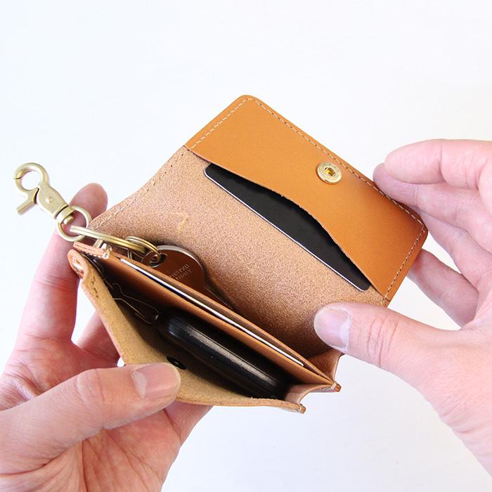 キーケース メンズ レディース スマートキー カードも入る 本革 革 家の鍵 車の鍵 ブランド ポルコロッソ 栃木レザー 名入れ 革婚式 爆買 [sokunou]の画像