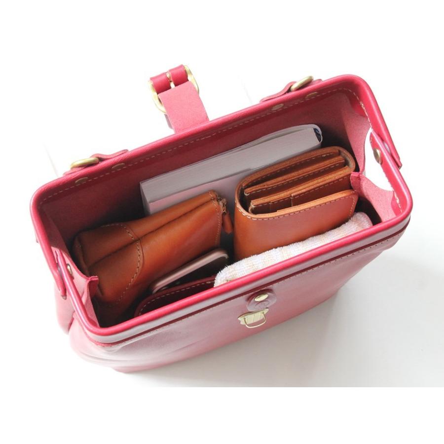 栃木レザー がま口ショルダーバッグ（薄マチタイプ） ポシェット 口枠