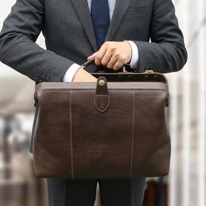 ダレスバッグ リュック 本革 a4 ビジネスリュック メンズ レディース 本革 がま口 革 栃木レザー ブランド ポルコロッソ ダレス 名入れ 日本製 [nouki3]の画像