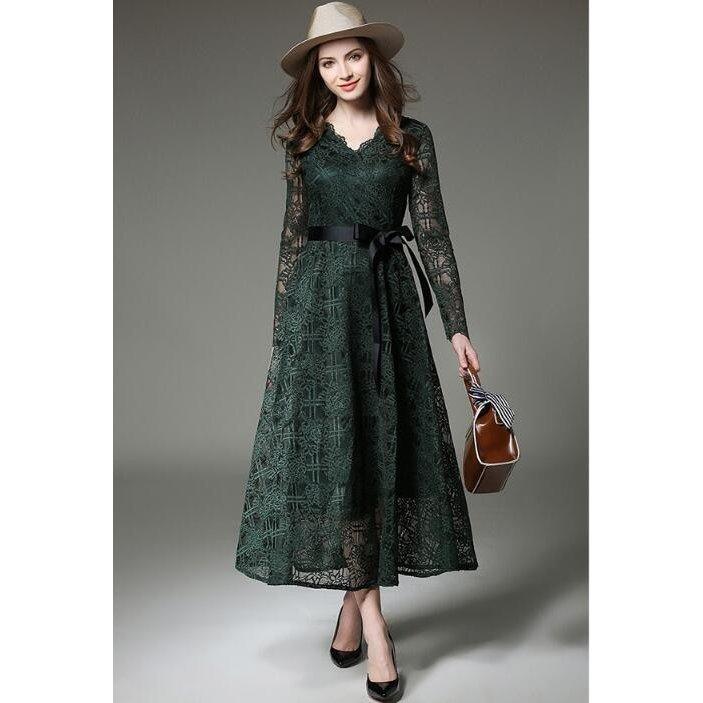 激安本物 パーティ 結婚式 花柄レース 結婚式コーデ 二次会 ロングワンピース カシュクール ワンピース ドレス グリーン 緑 ワンピース サイズ Xl Www Makoter Si