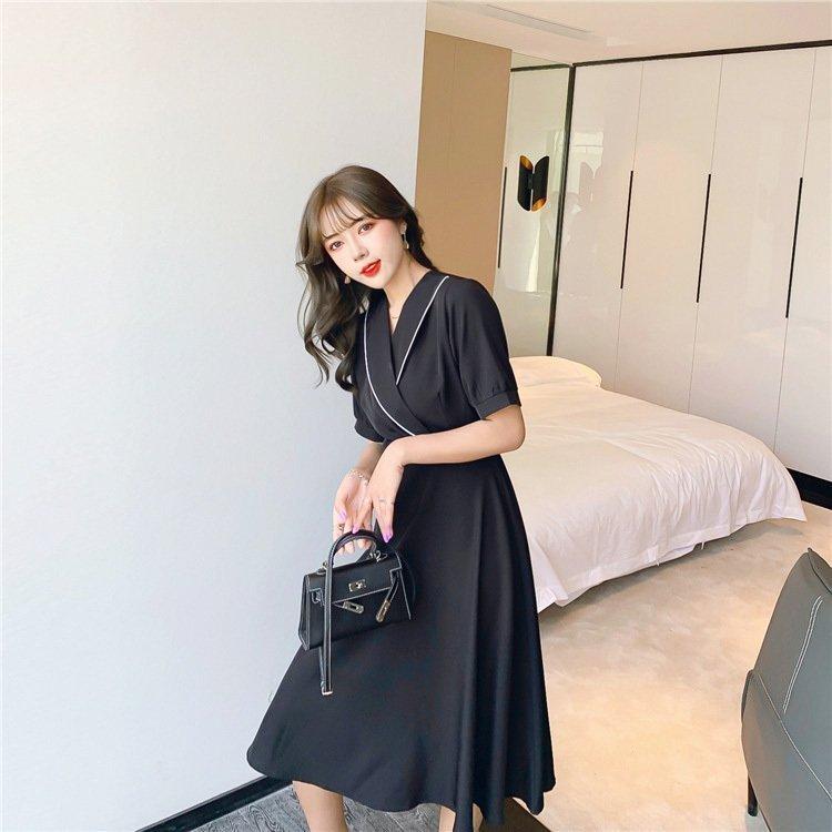 ワンピース レディース 40代 マキシワンピース 春夏新作 半袖ワンピース黒パフスリーブ Aラインスカートオシャレ韓国風 大人 結婚式ドレス 上品 30代 最先端